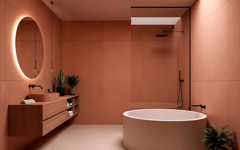 Interior con colores cálidos y materiales naturales según las tendencias de interiorismo de 2026