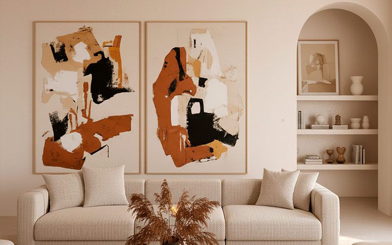 Espacio de lujo con muebles y obras de arte en armonía
