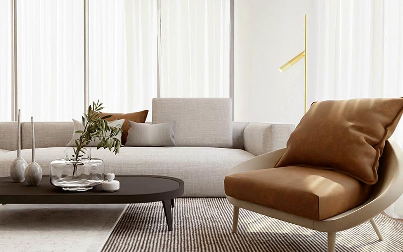 Muebles de diseño en un espacio de interiorismo sofisticado y elegante