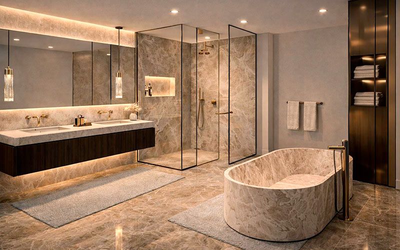 Interior de lujo donde todos los elementos se integran en armonía y elegancia
