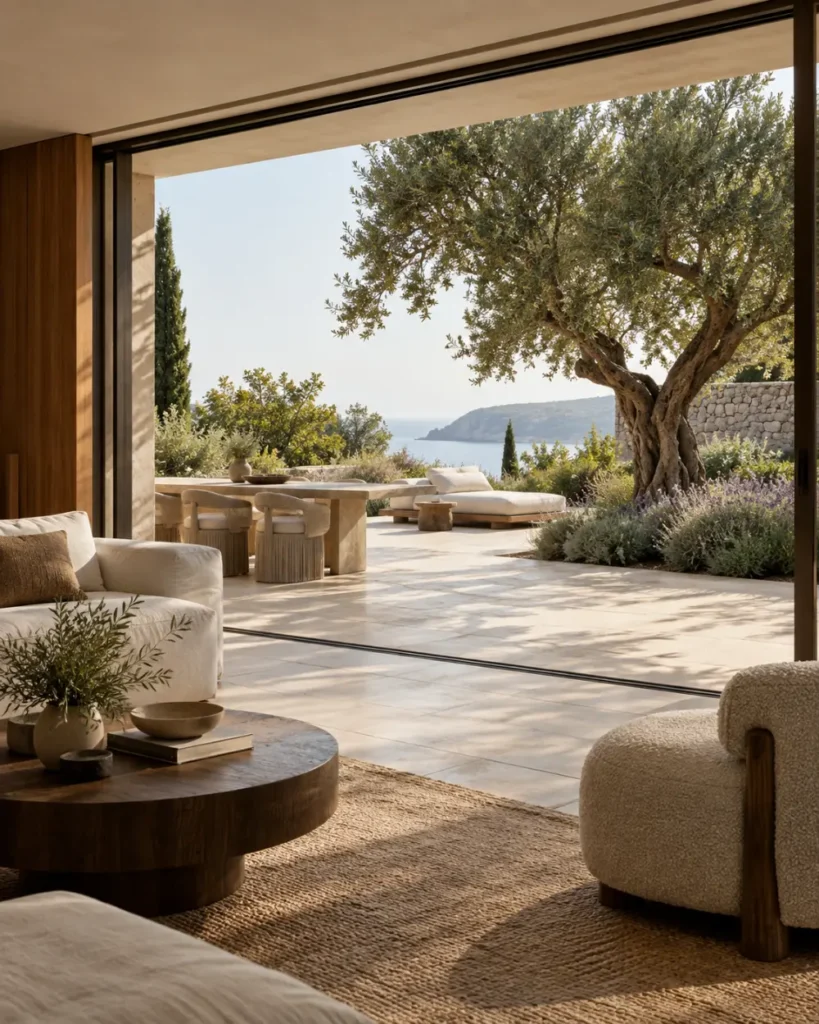 Espacio exterior elegante con integracion armonica entre jardin terraza y vivienda