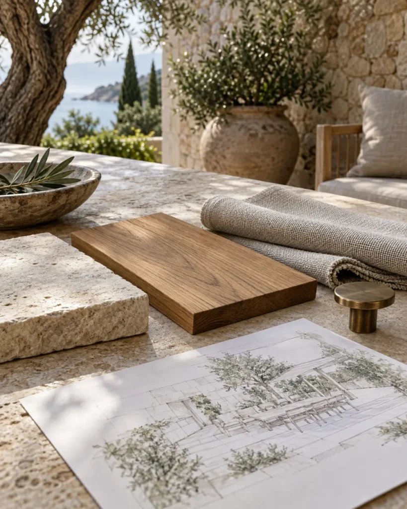 Materiales nobles duraderos y pergola de proteccion solar en la Costa del Sol